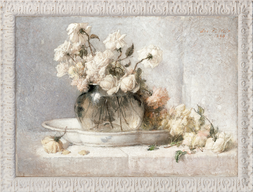 Petite Floral - Roses in a Glass Vessel C. 1898